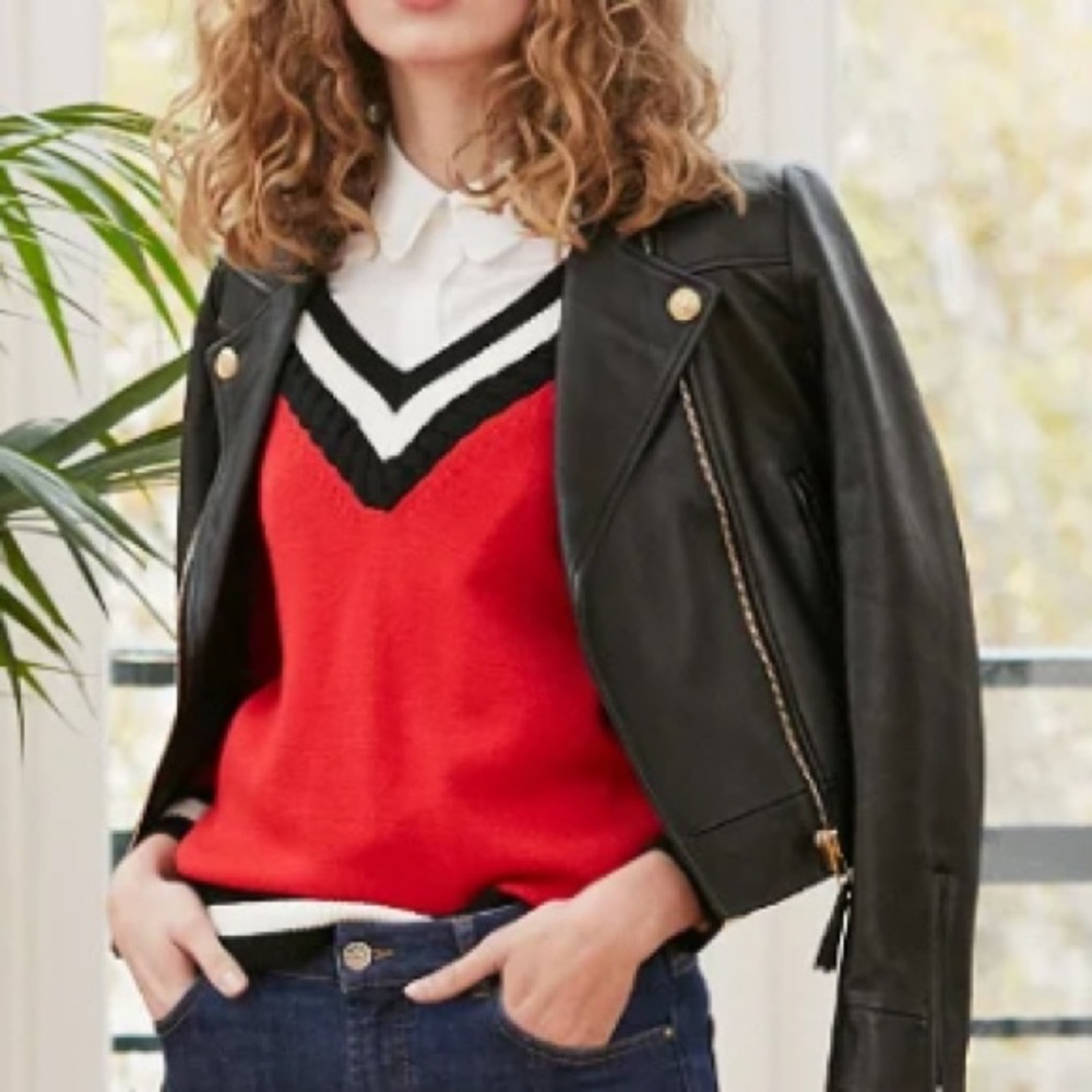 Claudie Pierlot Red V-neck Sweater